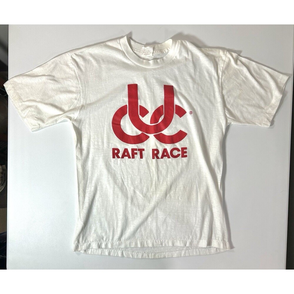 Vintage White Raft Race Red Graphic Logo Large Single Stitch Shirt Ebert